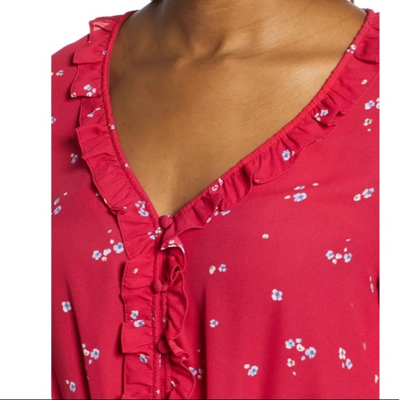 Gibson - Ruffle Detail Smock Waist Blouse - Picture 6 of 13